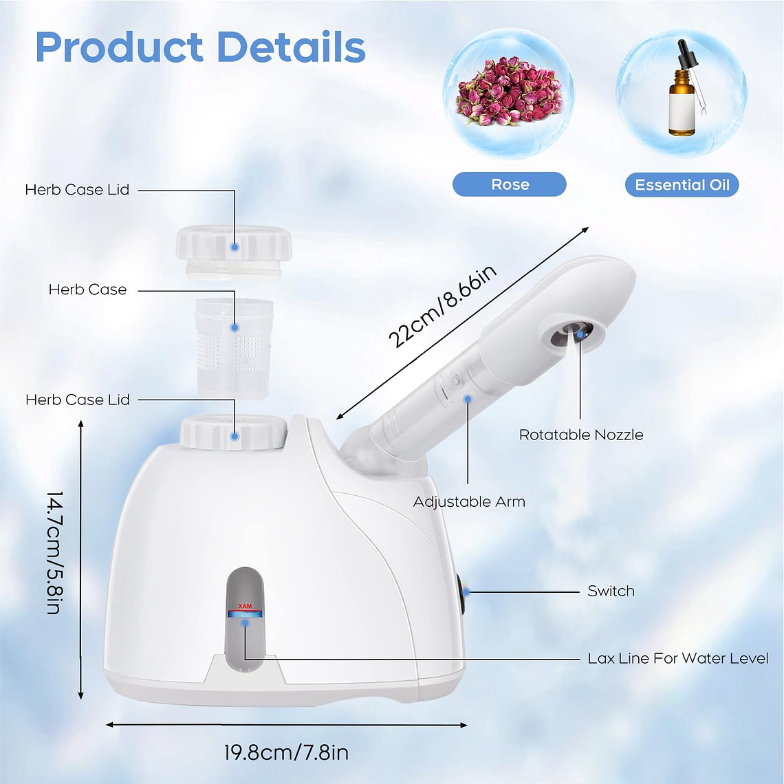 Vaporizador Facial Vapor Ozono Portatil Limpieza Facial 6