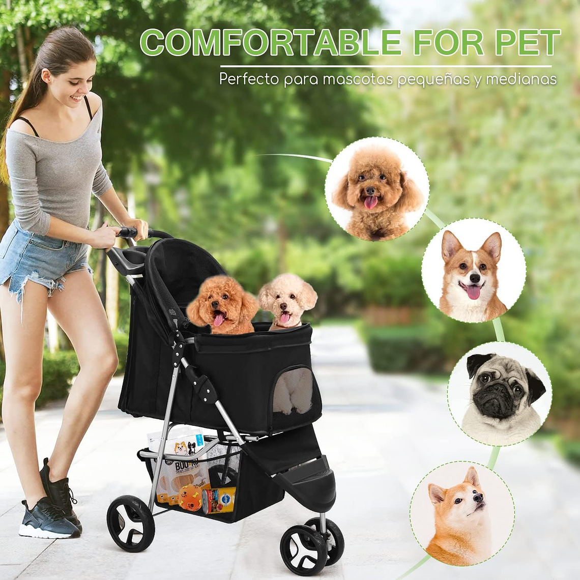 Coche Para Mascota Plegable Y Lavable Raza Pequeña Mediana 4