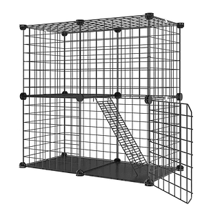 Jaula Corral Armable De 2 Niveles Para Mascotas Pequeñas