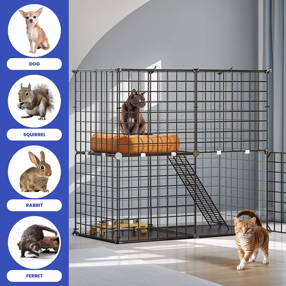 Jaula Corral Armable De 2 Niveles Para Mascotas Pequeñas 4