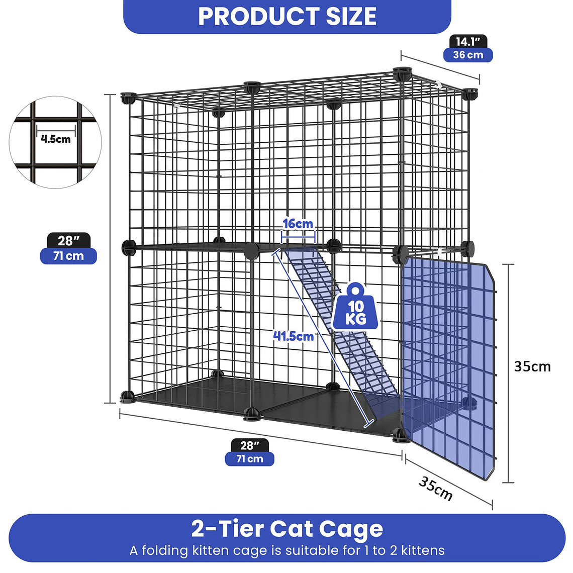 Jaula Corral Armable De 2 Niveles Para Mascotas Pequeñas 7