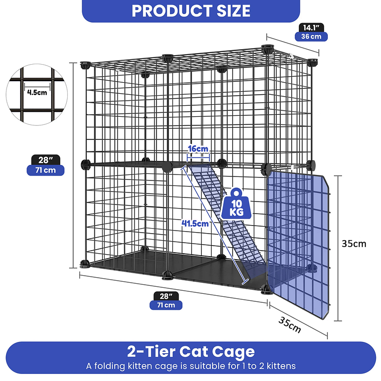 Jaula Corral Armable De 2 Niveles Para Mascotas Pequeñas 7