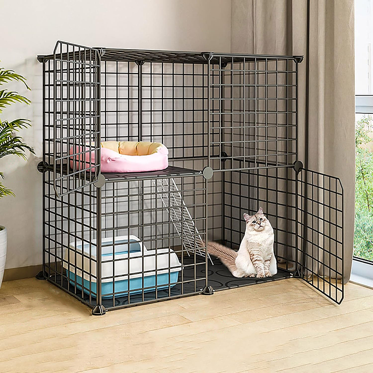 Jaula Corral Armable De 2 Niveles Para Mascotas Pequeñas 6