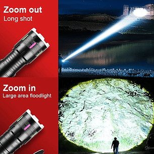 Linterna Led Ultrapotente Con Zoom Recargable