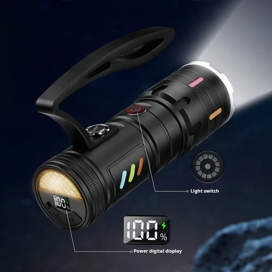 Linterna Led Ultrapotente Con Zoom Recargable 6