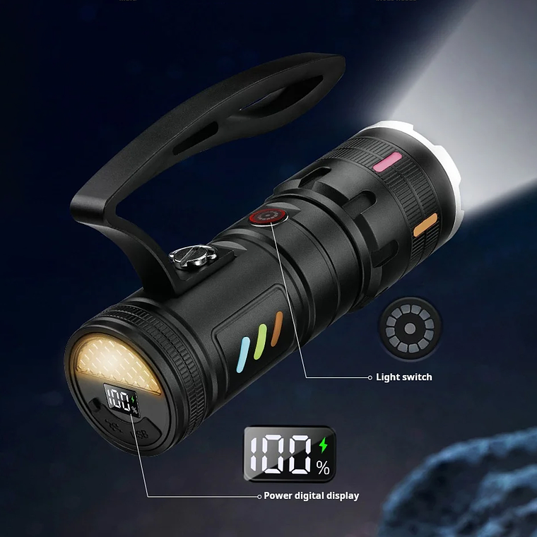 Linterna Led Ultrapotente Con Zoom Recargable 6