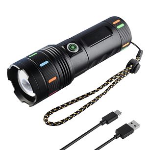 Linterna Táctica Led Con Zoom Recargable Ultra Potente