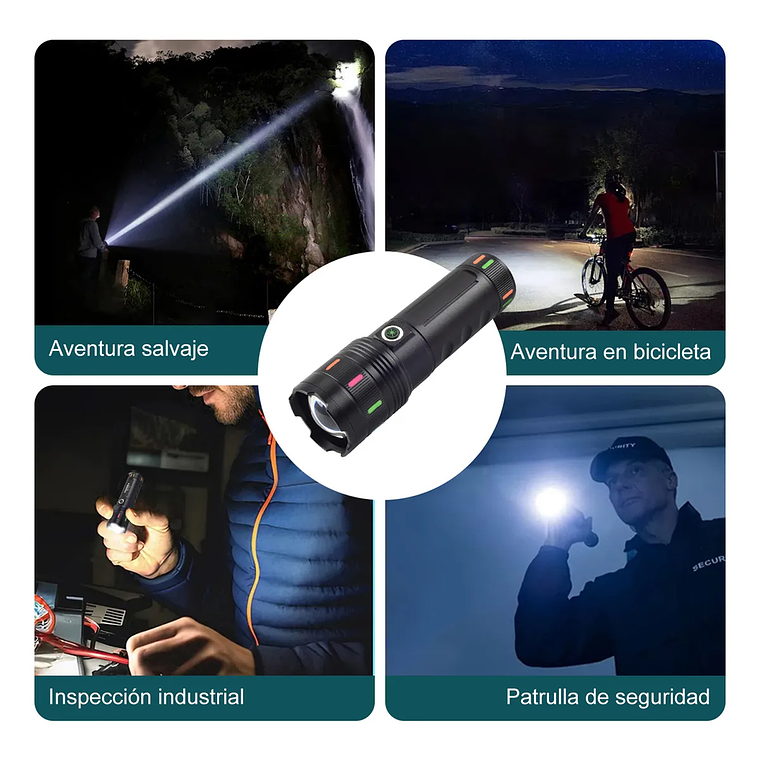 Linterna Táctica Led Con Zoom Recargable Ultra Potente 5