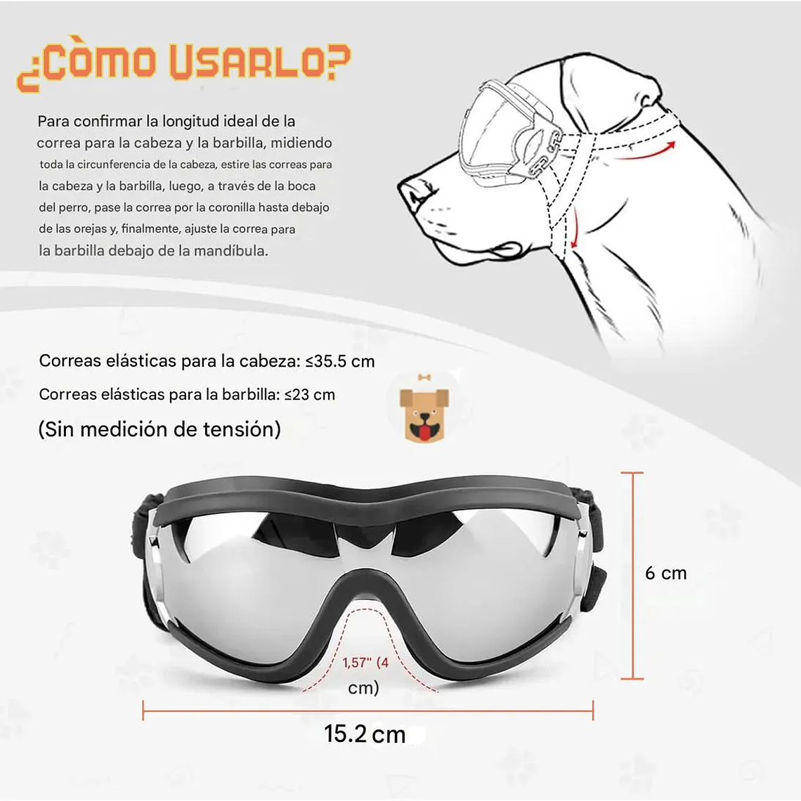 Gafas De Sol Para Perro Anti-uv Protector De Ojos Ajustable 5