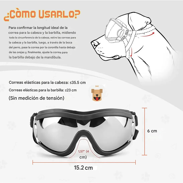 Gafas De Sol Para Perro Anti-uv Protector De Ojos Ajustable 5