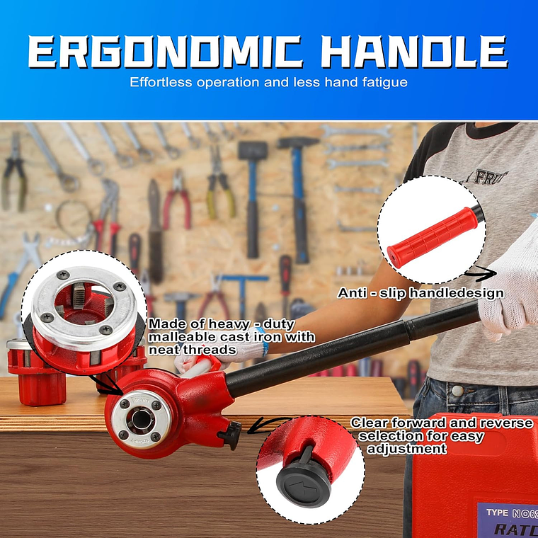 Set Juego De Terrajas Manual Para Tubo 4 Piezas 1/2 - 1 1/4 6