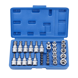 Juego Dados Torx Estrella 3/8 Hembra Macho 34 Pcs