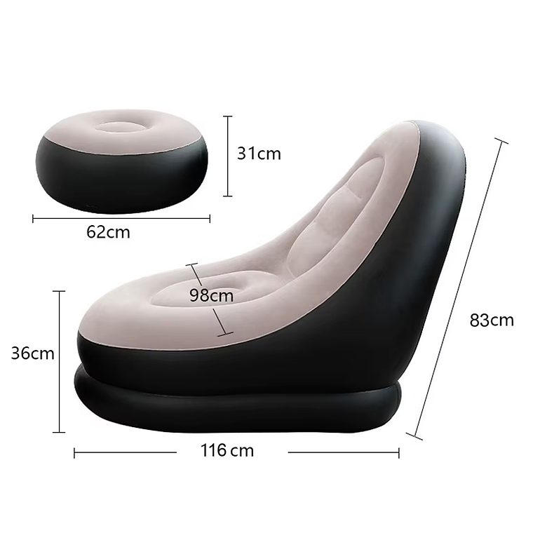Sofá Tumbona Inflable Puff Inflable Reposa Pies + Inflador 8
