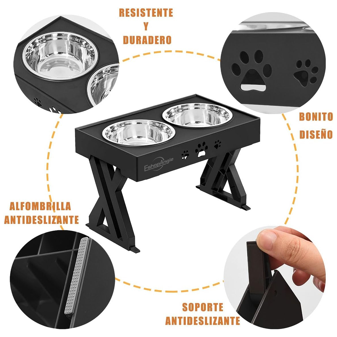 Comedero-bebedero Para Perros Altura Ajustable - Plato Acero 4