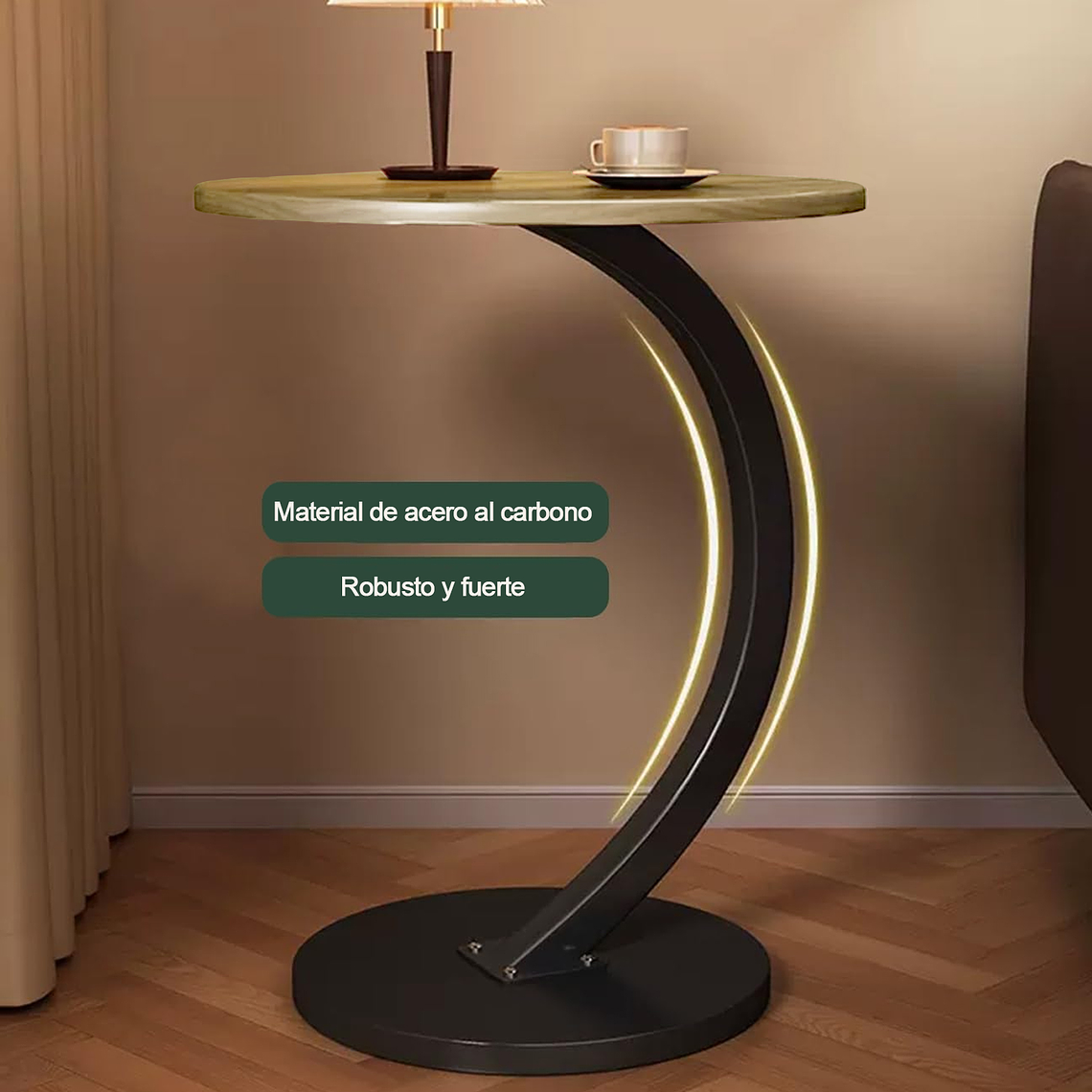 Mesa Estante Redonda Auxiliar Mesa Centro Madera 3