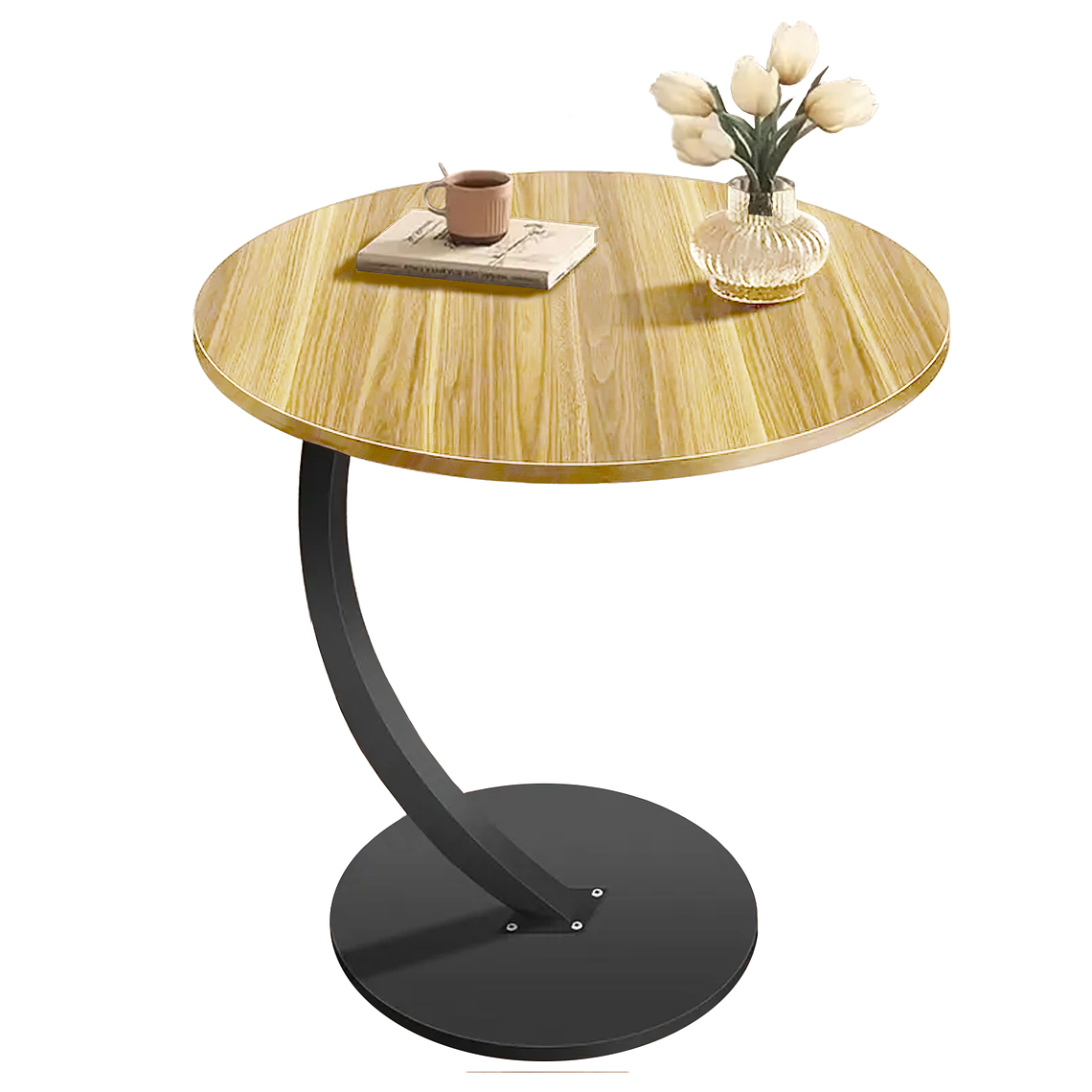 Mesa Estante Redonda Auxiliar Mesa Centro Madera 2