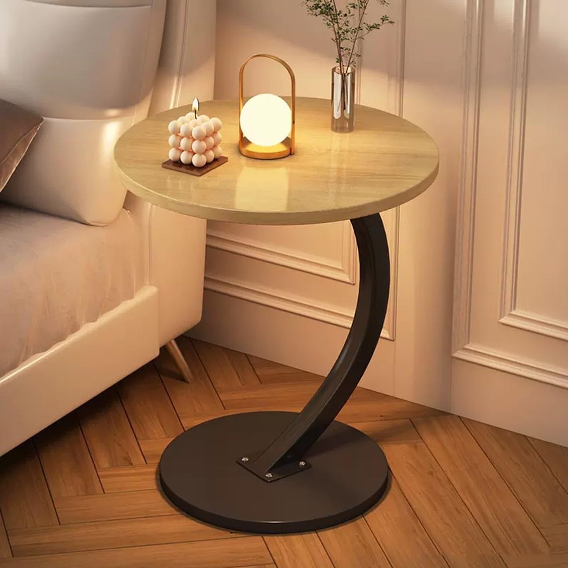 Mesa Estante Redonda Auxiliar Mesa Centro Madera 1