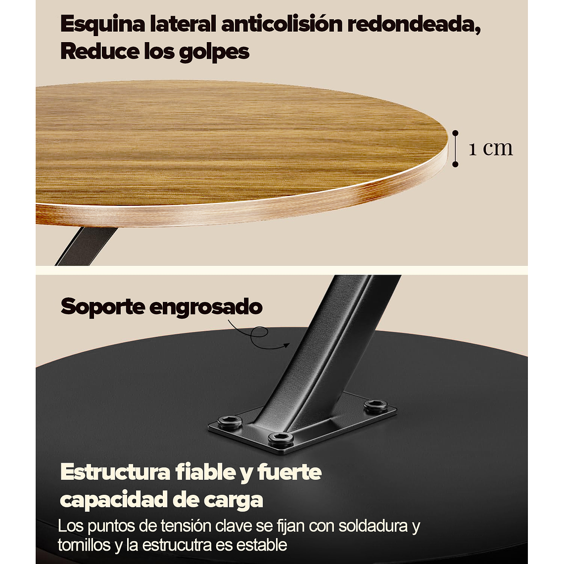 Mesa Estante Redonda Auxiliar Mesa Centro Madera 4