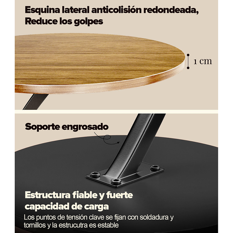 Mesa Estante Redonda Auxiliar Mesa Centro Madera 4