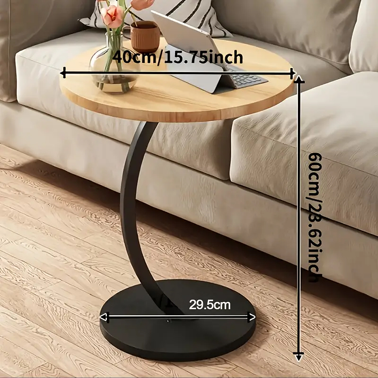 Mesa Estante Redonda Auxiliar Mesa Centro Madera 7