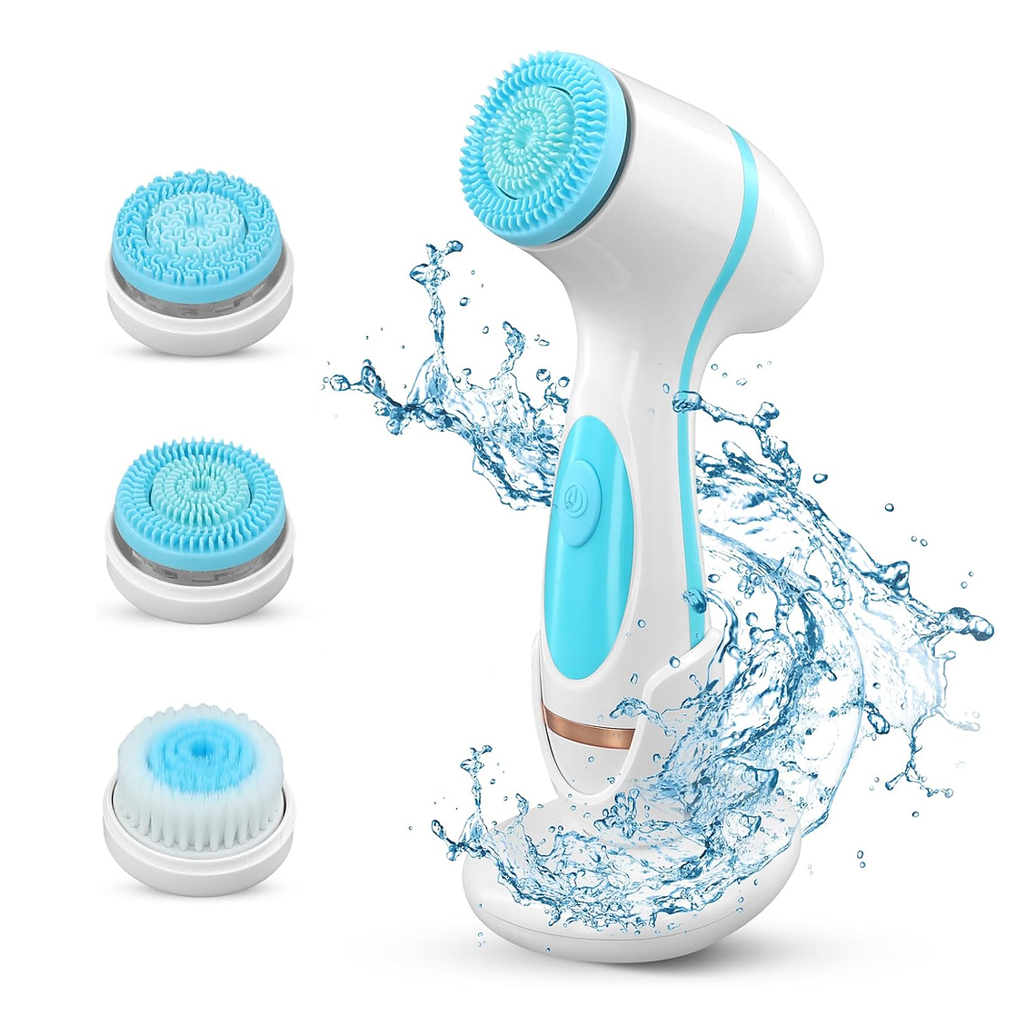 Cepillo Limpieza Facial Celeste Masajeador Silicona 3 En 1 1