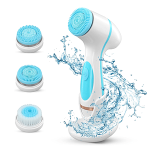 Cepillo Limpieza Facial Celeste Masajeador Silicona 3 En 1