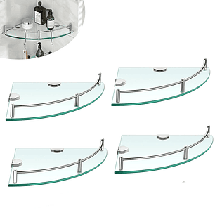 Pack 4 Organizador Repisa Esquineras De Vidrio Ducha Estante