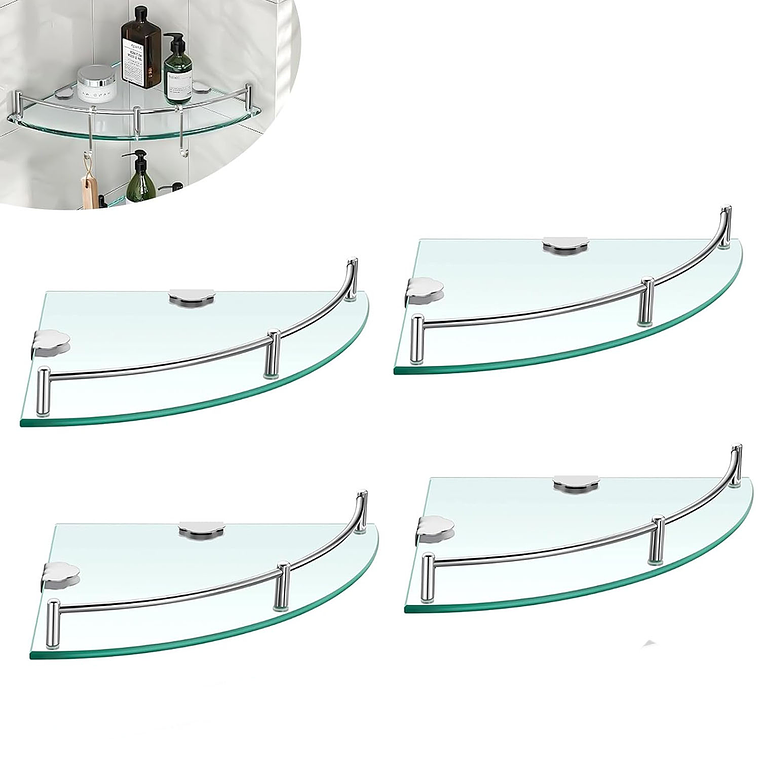 Pack 4 Organizador Repisa Esquineras De Vidrio Ducha Estante 1