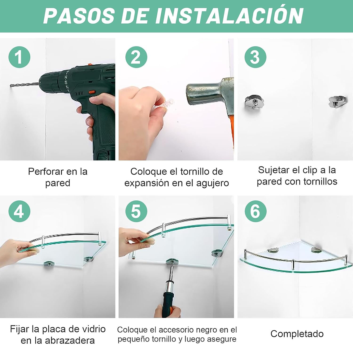 Pack 4 Organizador Repisa Esquineras De Vidrio Ducha Estante 5