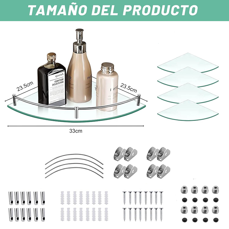 Pack 4 Organizador Repisa Esquineras De Vidrio Ducha Estante 4