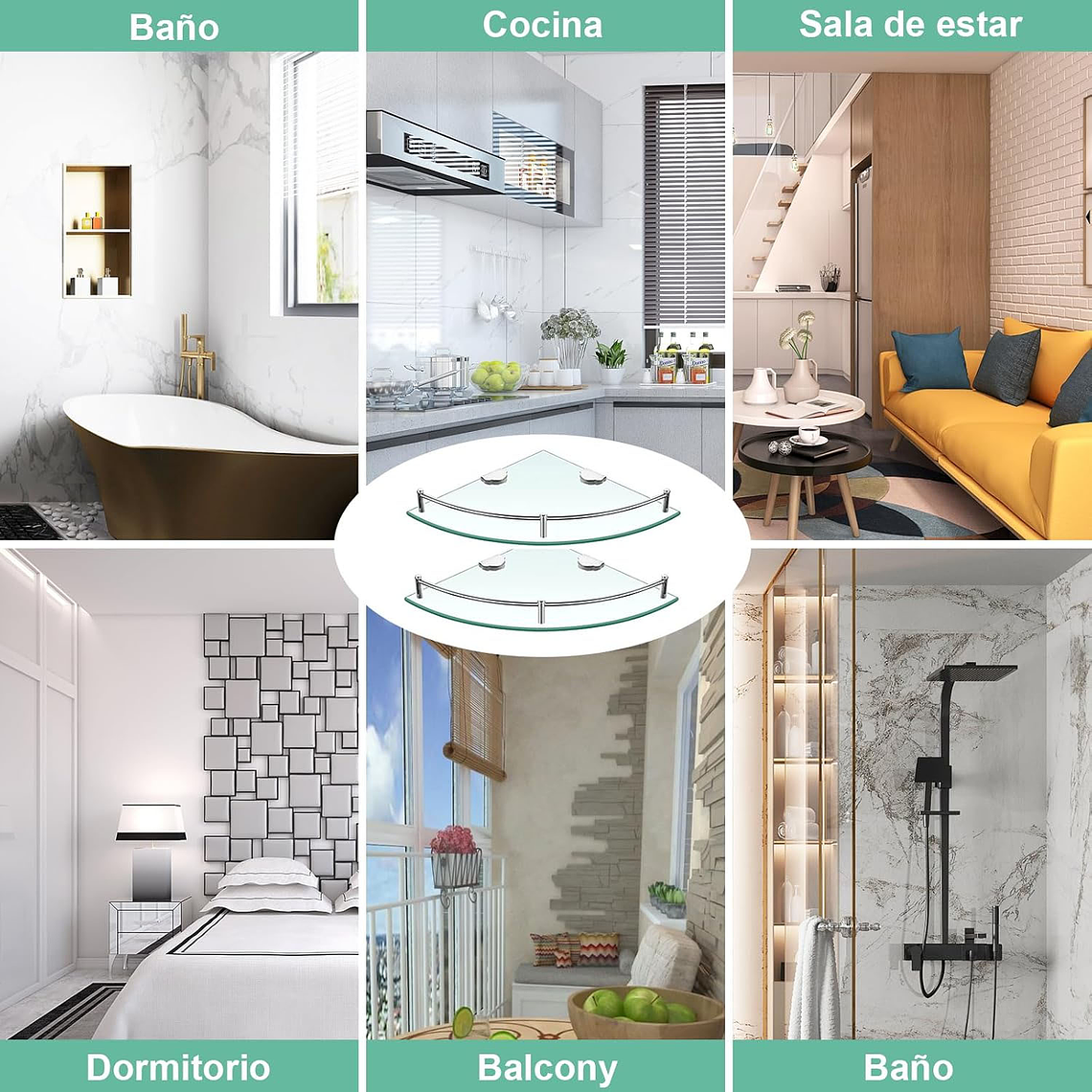 Pack 4 Organizador Repisa Esquineras De Vidrio Ducha Estante 3