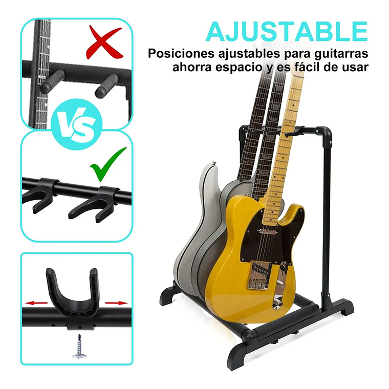 Atril Soporte Triple Para Guitarra Y Bajo Portatil 2