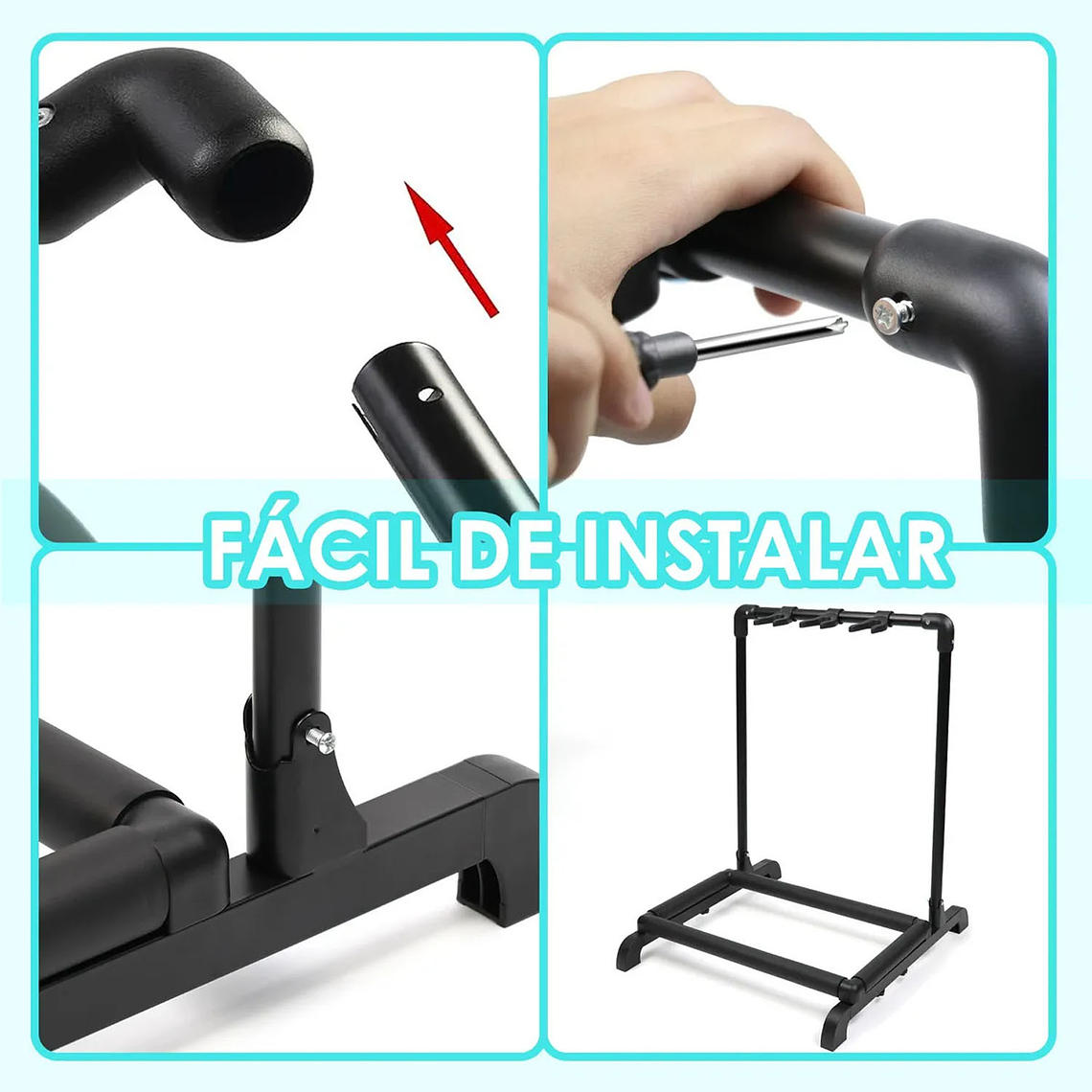 Atril Soporte Triple Para Guitarra Y Bajo Portatil 4