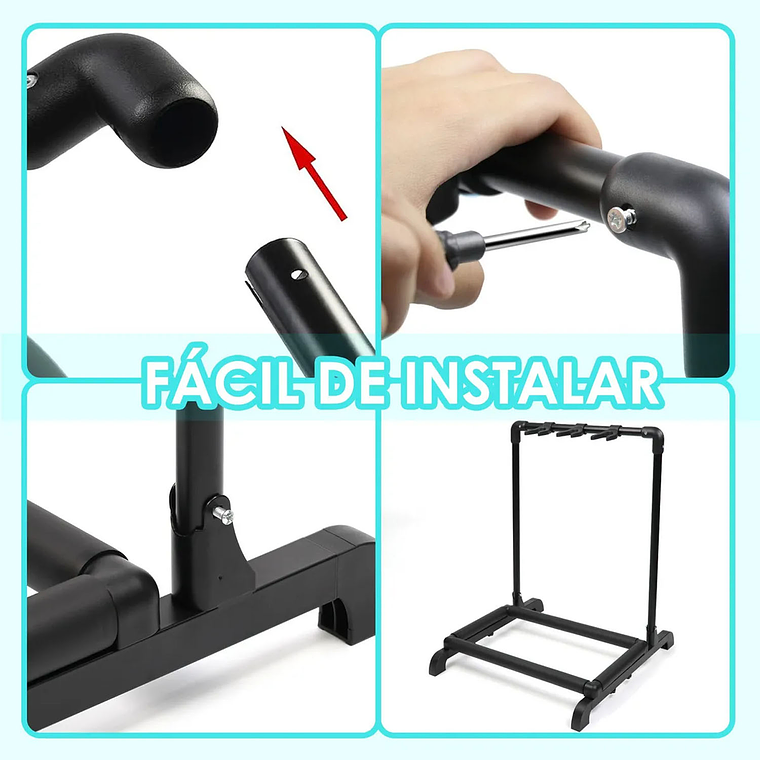 Atril Soporte Triple Para Guitarra Y Bajo Portatil 4