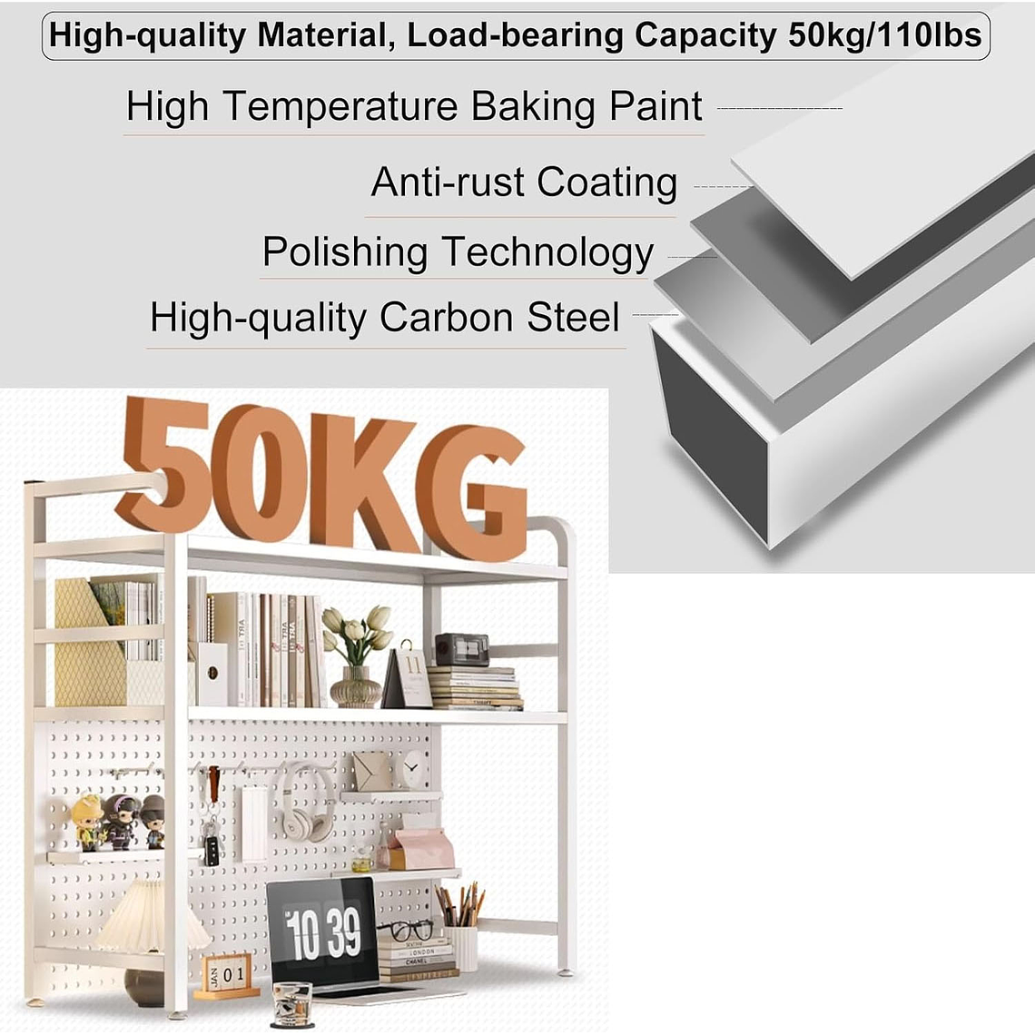 Rack Estante Organizador De Escritorio 2 Niveles 75x98x20 3