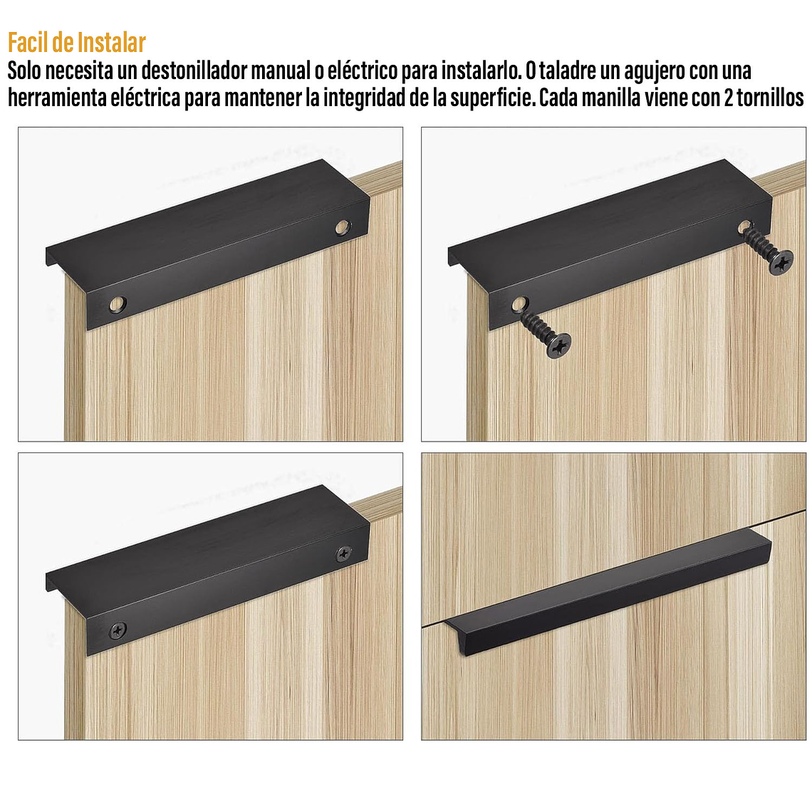 Tiradores Manilla Negro, Tirador Mueble Puerta 15cm 10 Unid 4