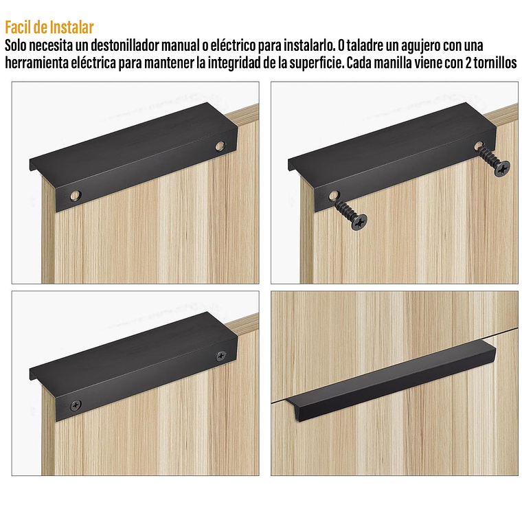 Tiradores Manilla Negro, Tirador Mueble Puerta 15cm 10 Unid 4