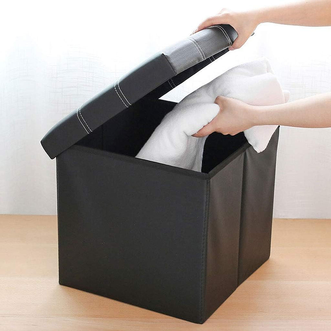 Baul Tomy Plegable Ecocuero Asiento 38cm Puff Pouf Caja 2