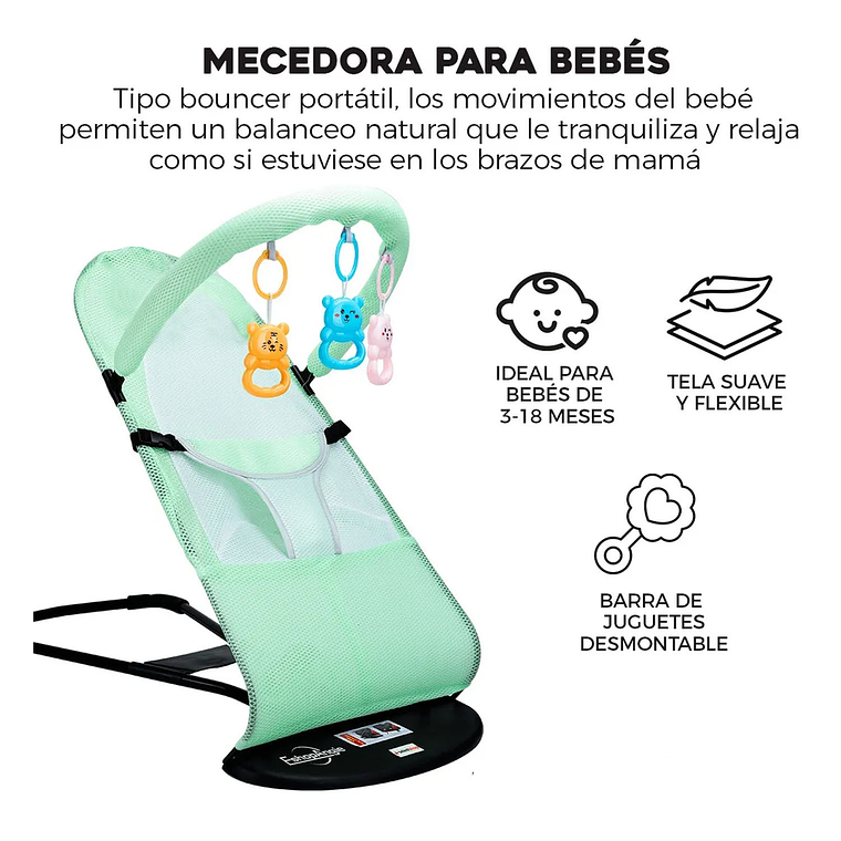 Silla Mecedora Bebe Columpio Infantil Portátil Ajustable 2
