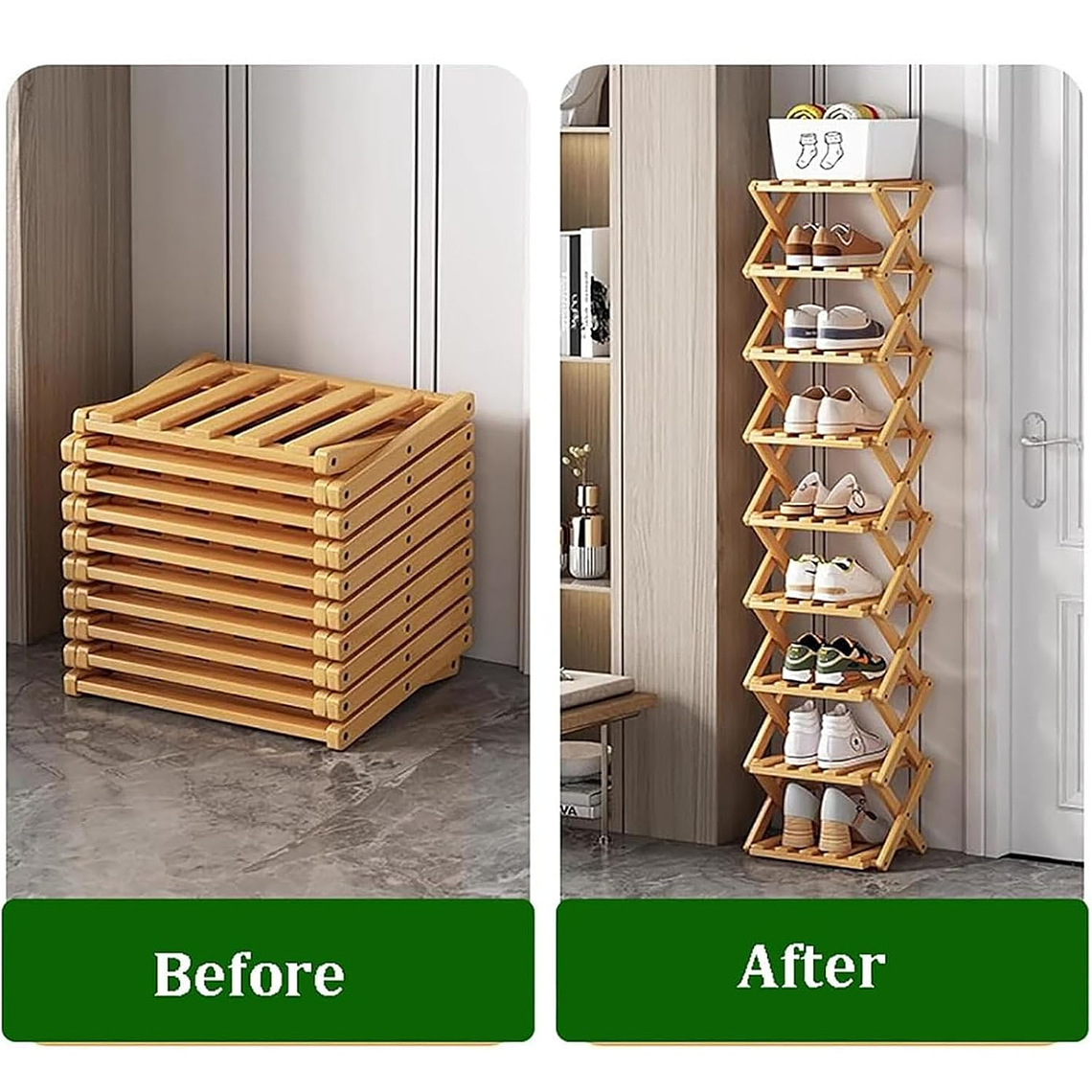 Zapatero Organizador De Bambú Multiuso 8 Niveles 2