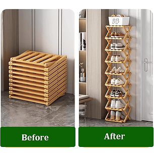 Zapatero Organizador De Bambú Multiuso 8 Niveles