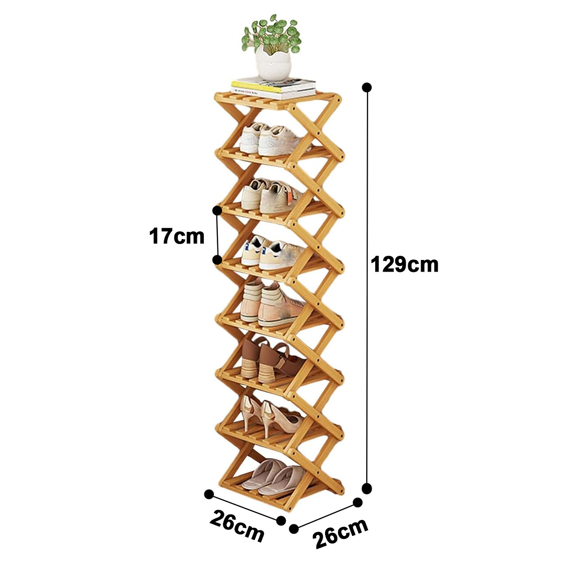 Zapatero Organizador De Bambú Multiuso 8 Niveles 4
