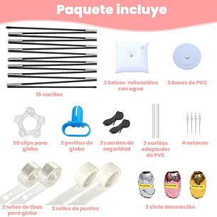 Base Estructura Para Arco De Globos Completo 2.7 X 3 Metros