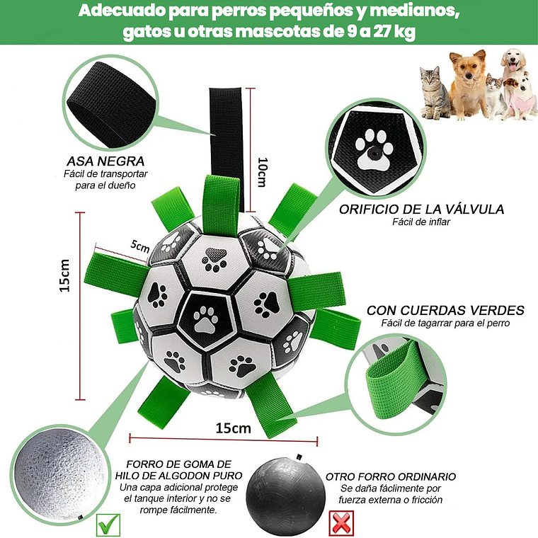 Pelota Para Perro Con Agarre Juguete Perro Pelota 15cm 5