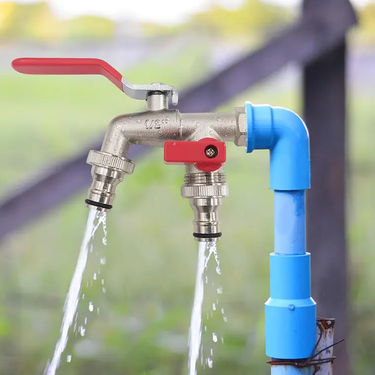 Llave De Jardín Con Doble Salida 1/2 Grifo De Válvula 4