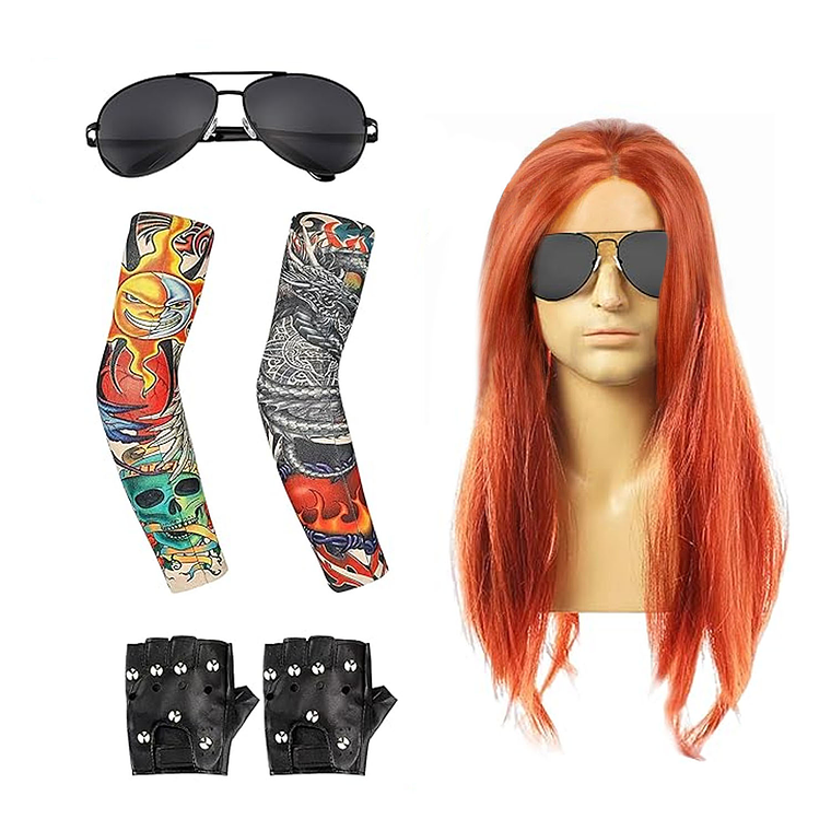 Disfraz Cosplay Rockero Axel Roses Guns Peluca + Accesorios 1