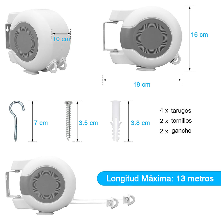 Tendedero Retráctil Colgador de Ropa Doble Linea 6
