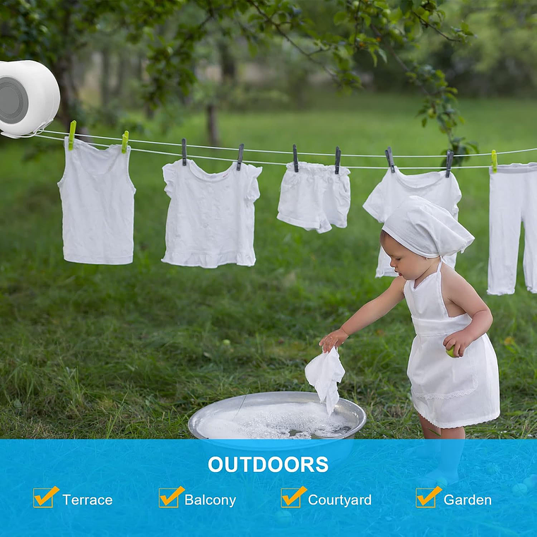 Tendedero Retráctil Colgador de Ropa Doble Linea 5