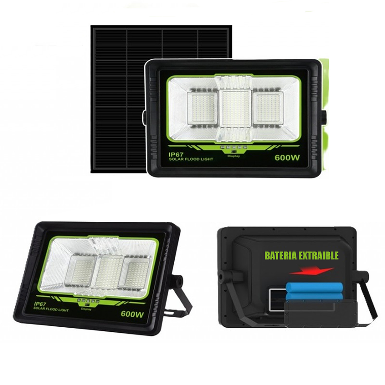 Foco 600w Exterior Ip67+ Panel Solar + Control Remoto 3