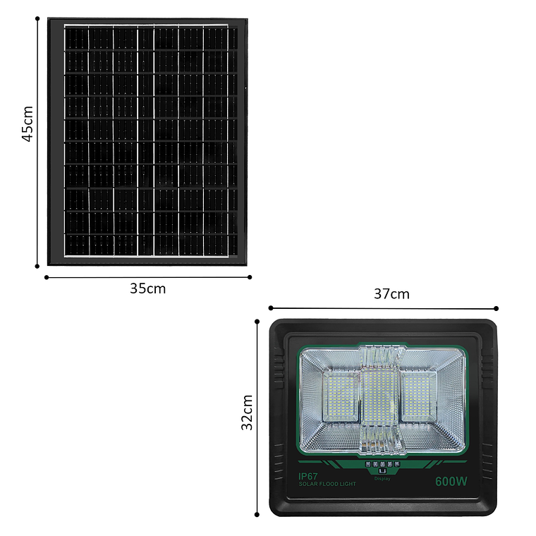 Foco 600w Exterior Ip67+ Panel Solar + Control Remoto 5